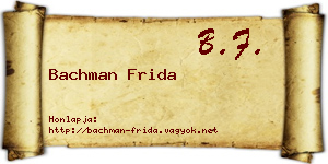 Bachman Frida névjegykártya